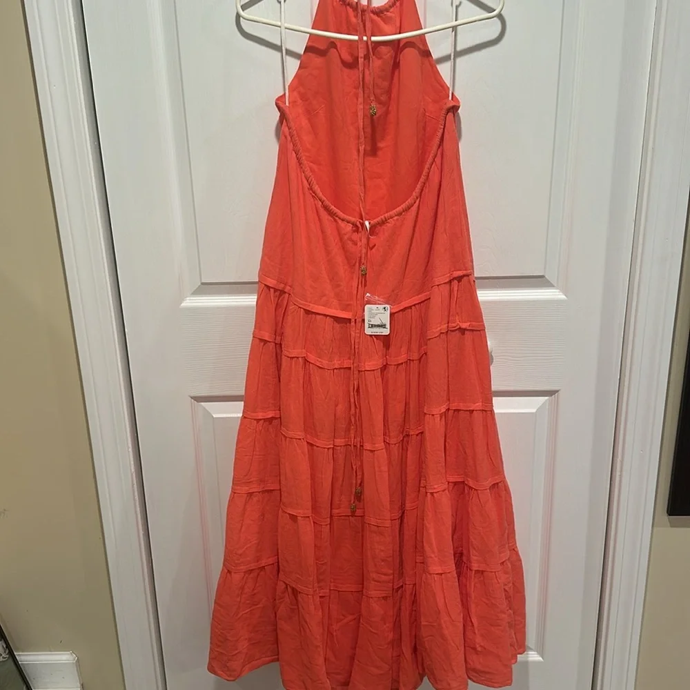 Free People Somewhere Sunny Drop-Waist Maxi Dress Size XS Watermelon Coral - Picture 8 of 8